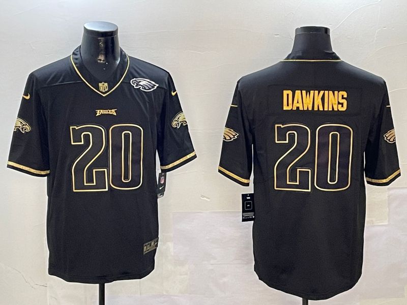 Men Philadelphia Eagles #20 Dawkins Black Gold Throwback 2024 Nike Limited NFL Jersey style 3
